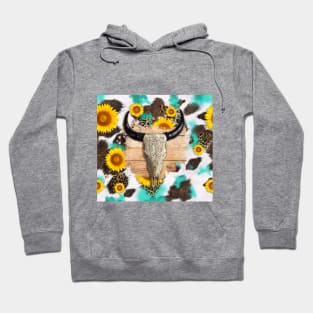 Bull skull sunflower fur Hoodie